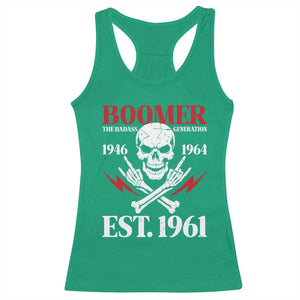 Funny Baby Boomer The Badass Generation Racerback Tank Top EST 1961 Birthday Gift Skull Rock On Graphic