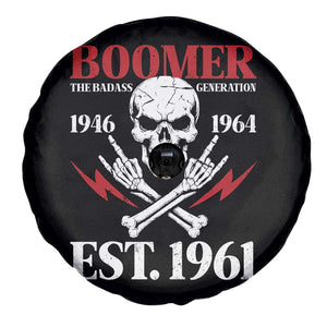 Funny Baby Boomer The Badass Generation Spare Tire Cover EST 1961 Birthday Gift Skull Rock On Graphic