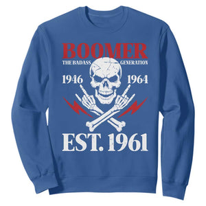 Funny Baby Boomer The Badass Generation Sweatshirt EST 1961 Birthday Gift Skull Rock On Graphic