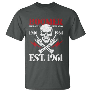 Funny Baby Boomer The Badass Generation T Shirt EST 1961 Birthday Gift Skull Rock On Graphic