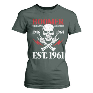 Funny Baby Boomer The Badass Generation T Shirt For Women EST 1961 Birthday Gift Skull Rock On Graphic