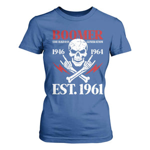 Funny Baby Boomer The Badass Generation T Shirt For Women EST 1961 Birthday Gift Skull Rock On Graphic