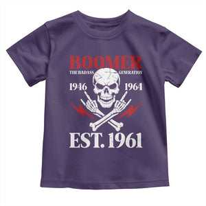 Funny Baby Boomer The Badass Generation Toddler T Shirt EST 1961 Birthday Gift Skull Rock On Graphic