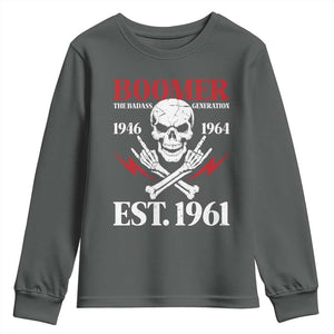 Funny Baby Boomer The Badass Generation Youth Sweatshirt EST 1961 Birthday Gift Skull Rock On Graphic