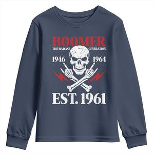 Funny Baby Boomer The Badass Generation Youth Sweatshirt EST 1961 Birthday Gift Skull Rock On Graphic