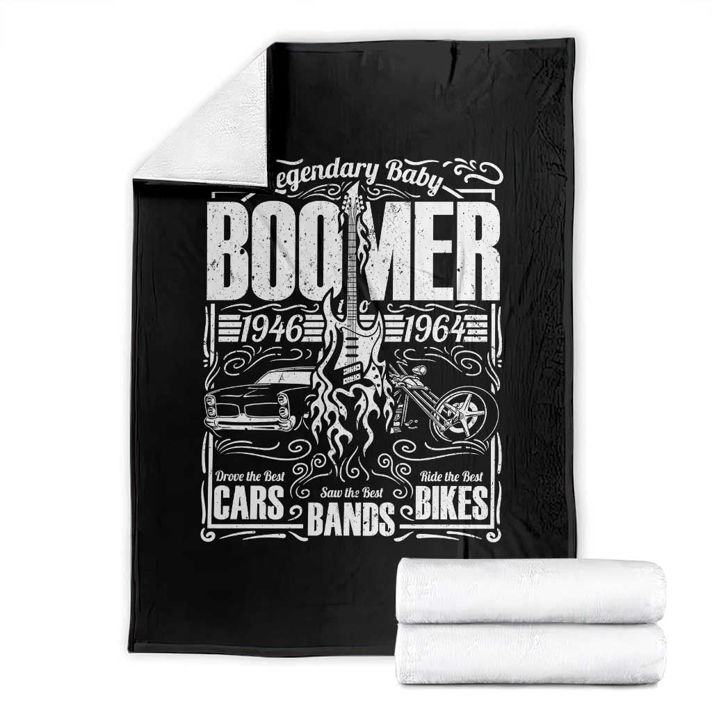 Legendary Baby Boomer Generation 1946 to 1964 Throw Blanket Vintage Rocker Classic Cars And Bikes Graphic TS02 Black Print Your Wear
