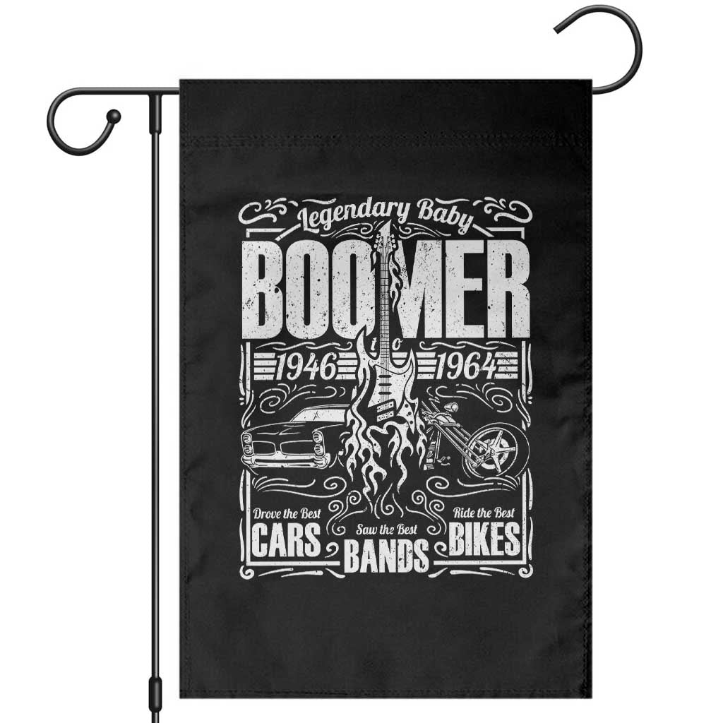 Legendary Baby Boomer Generation 1946 to 1964 Garden Flag Vintage Rocker Classic Cars And Bikes Graphic TS02 Black Print Your Wear