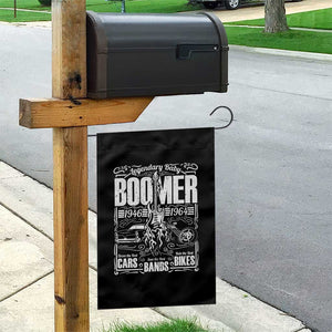 Legendary Baby Boomer Generation 1946 to 1964 Garden Flag Vintage Rocker Classic Cars And Bikes Graphic