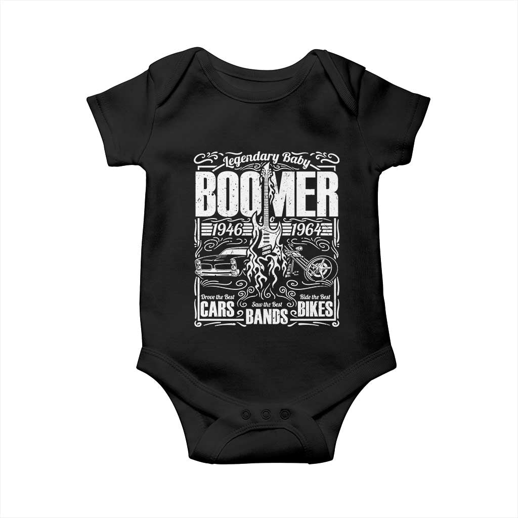 Legendary Baby Boomer Generation 1946 to 1964 Baby Onesie Vintage Rocker Classic Cars And Bikes Graphic TS02 Black Print Your Wear