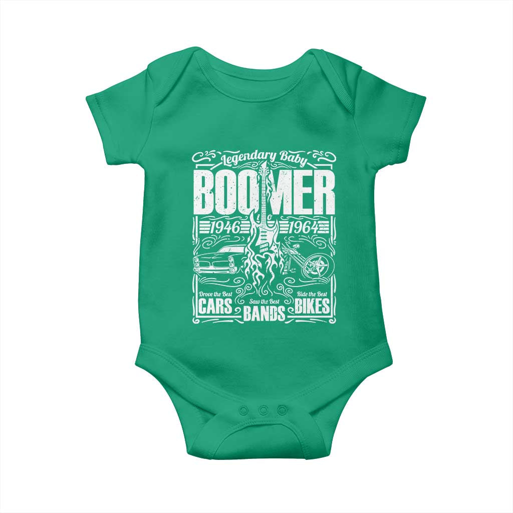 Legendary Baby Boomer Generation 1946 to 1964 Baby Onesie Vintage Rocker Classic Cars And Bikes Graphic
