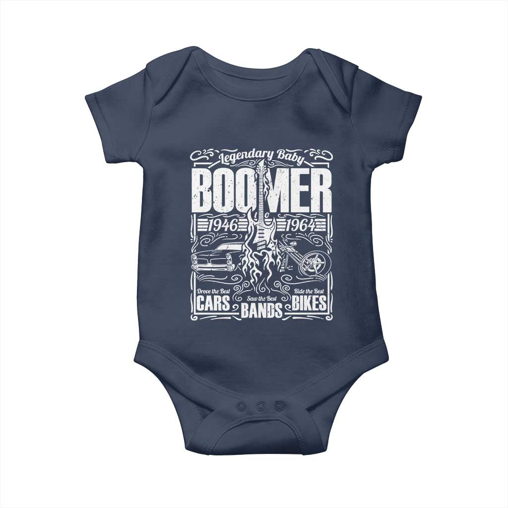 Legendary Baby Boomer Generation 1946 to 1964 Baby Onesie Vintage Rocker Classic Cars And Bikes Graphic