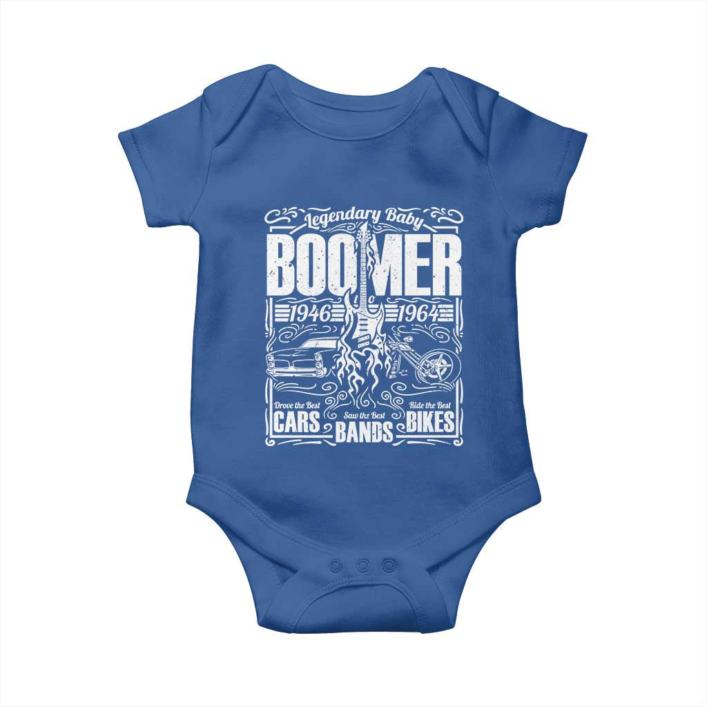 Legendary Baby Boomer Generation 1946 to 1964 Baby Onesie Vintage Rocker Classic Cars And Bikes Graphic