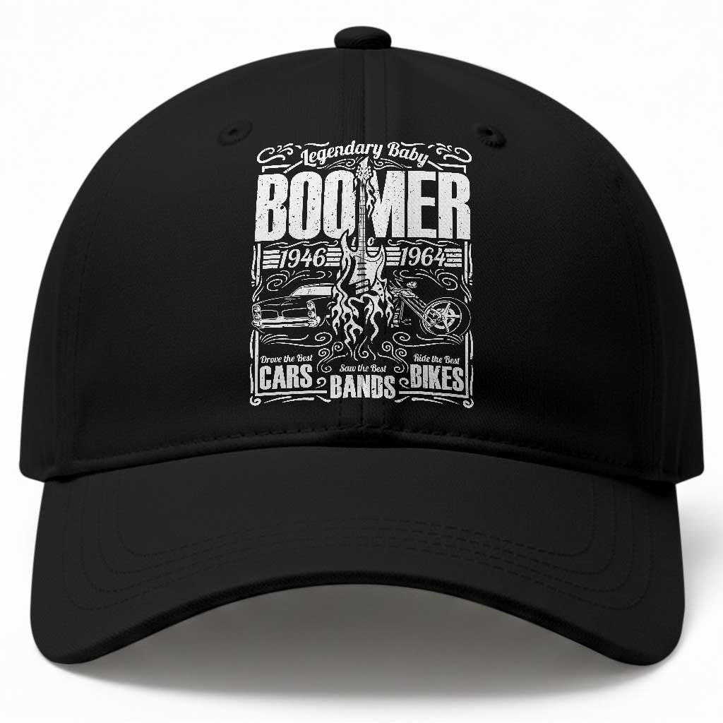 Legendary Baby Boomer Generation 1946 to 1964 Baseball Cap Vintage Rocker Classic Cars And Bikes Graphic TS02 Print Your Wear