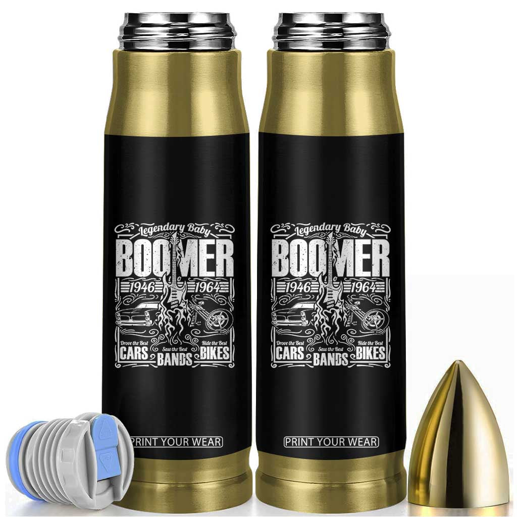Legendary Baby Boomer Generation 1946 to 1964 Bullet Tumbler Vintage Rocker Classic Cars And Bikes Graphic TS02 Black Print Your Wear