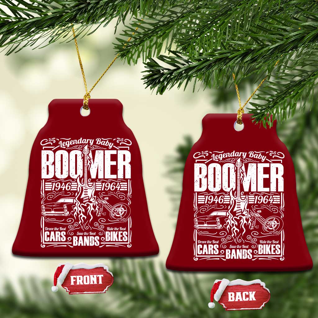 Legendary Baby Boomer Generation 1946 to 1964 Ceramic Ornament Vintage Rocker Classic Cars And Bikes Graphic