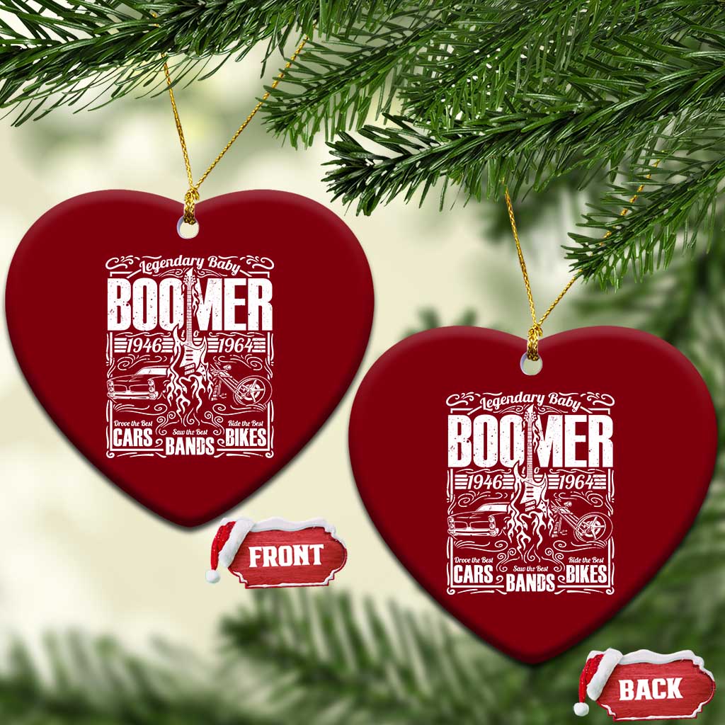 Legendary Baby Boomer Generation 1946 to 1964 Ceramic Ornament Vintage Rocker Classic Cars And Bikes Graphic