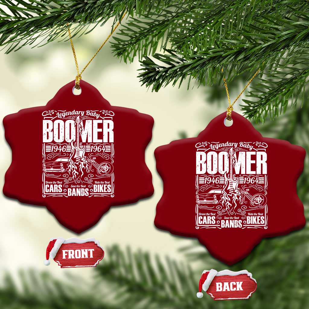 Legendary Baby Boomer Generation 1946 to 1964 Ceramic Ornament Vintage Rocker Classic Cars And Bikes Graphic