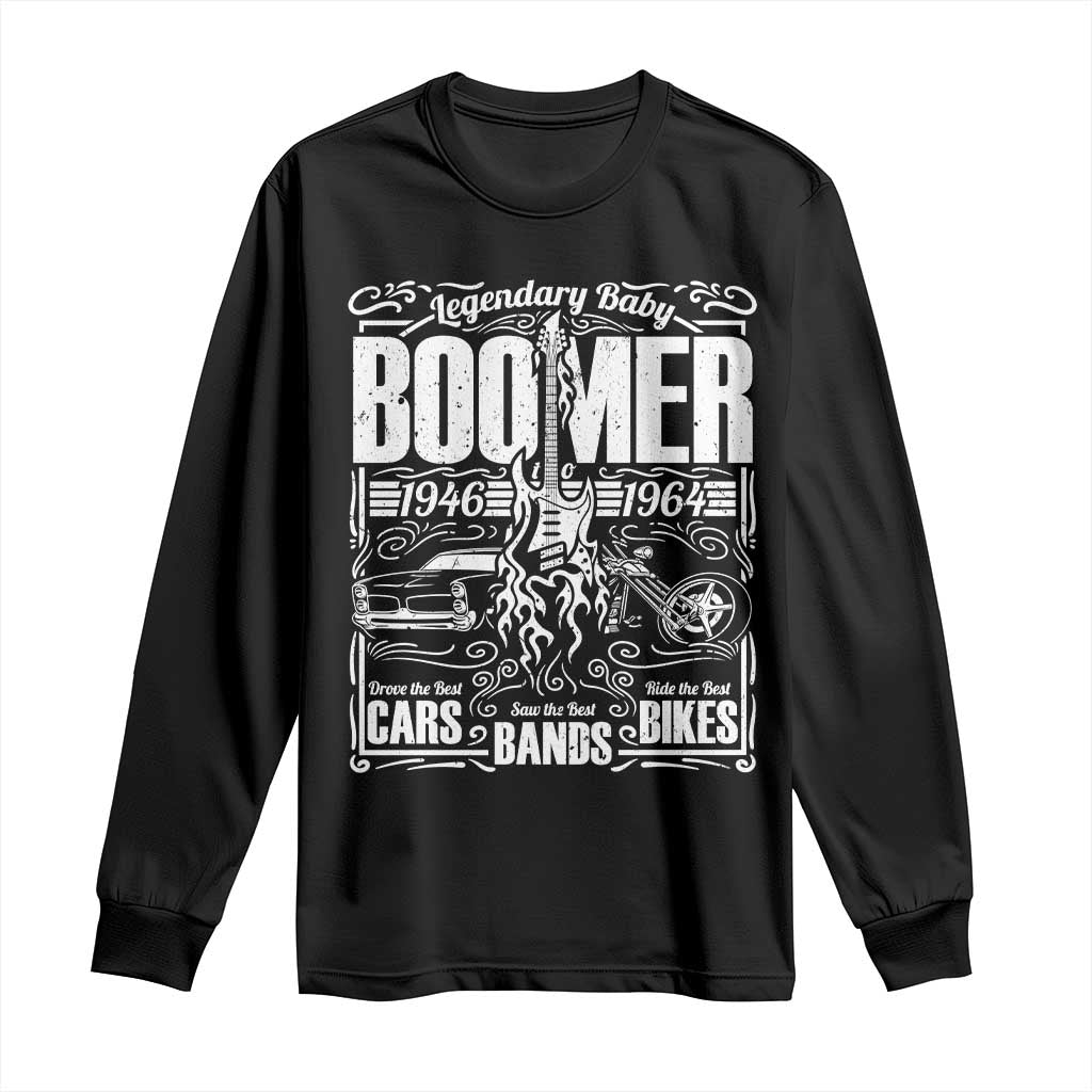 Legendary Baby Boomer Generation 1946 to 1964 Long Sleeve Shirt Vintage Rocker Classic Cars And Bikes Graphic TS02 Black Print Your Wear