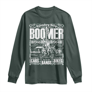 Legendary Baby Boomer Generation 1946 to 1964 Long Sleeve Shirt Vintage Rocker Classic Cars And Bikes Graphic