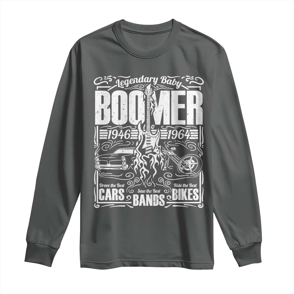 Legendary Baby Boomer Generation 1946 to 1964 Long Sleeve Shirt Vintage Rocker Classic Cars And Bikes Graphic