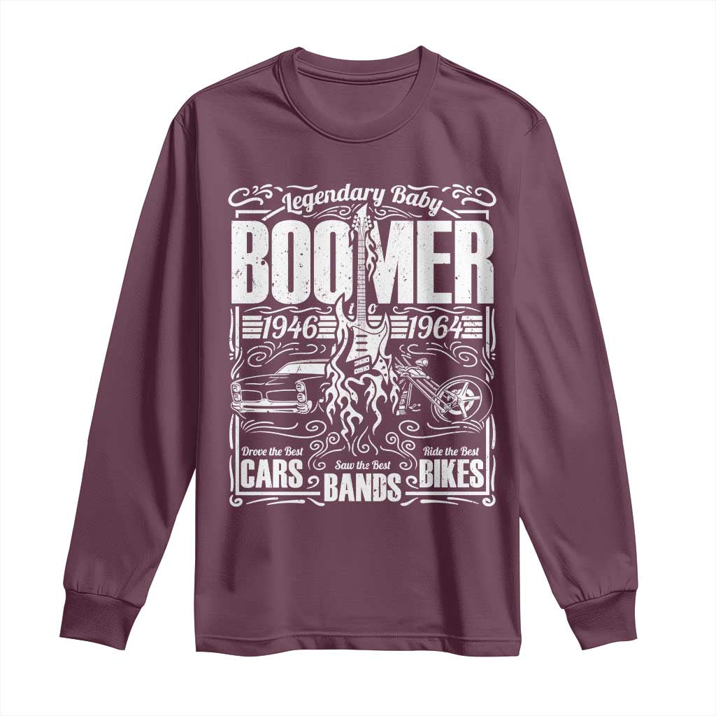 Legendary Baby Boomer Generation 1946 to 1964 Long Sleeve Shirt Vintage Rocker Classic Cars And Bikes Graphic