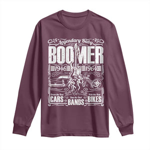 Legendary Baby Boomer Generation 1946 to 1964 Long Sleeve Shirt Vintage Rocker Classic Cars And Bikes Graphic