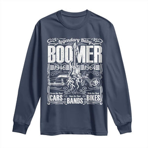 Legendary Baby Boomer Generation 1946 to 1964 Long Sleeve Shirt Vintage Rocker Classic Cars And Bikes Graphic