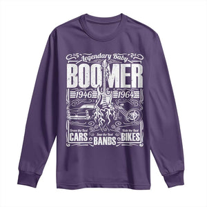 Legendary Baby Boomer Generation 1946 to 1964 Long Sleeve Shirt Vintage Rocker Classic Cars And Bikes Graphic