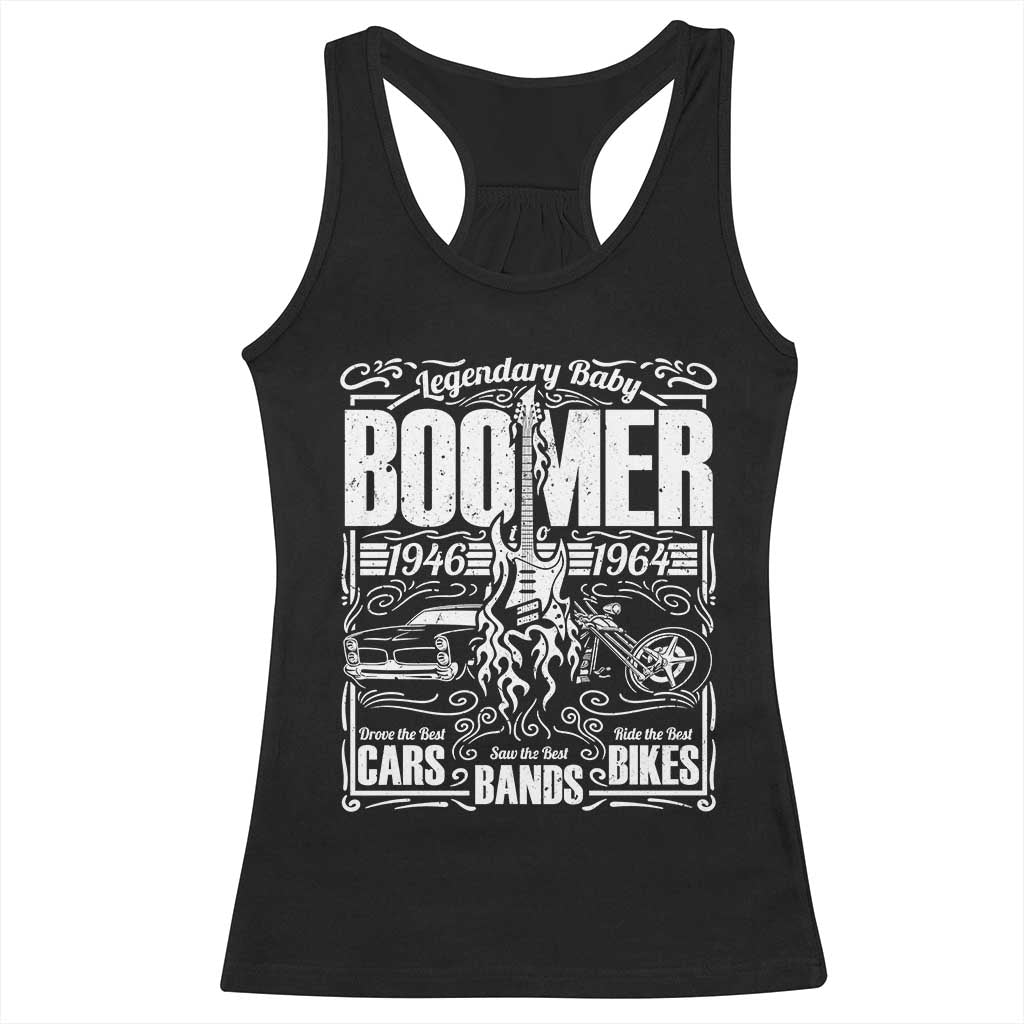 Legendary Baby Boomer Generation 1946 to 1964 Racerback Tank Top Vintage Rocker Classic Cars And Bikes Graphic TS02 Black Print Your Wear