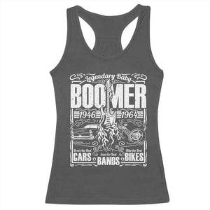 Legendary Baby Boomer Generation 1946 to 1964 Racerback Tank Top Vintage Rocker Classic Cars And Bikes Graphic