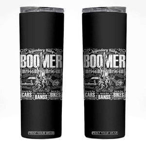 Legendary Baby Boomer Generation 1946 to 1964 Skinny Tumbler Vintage Rocker Classic Cars And Bikes Graphic
