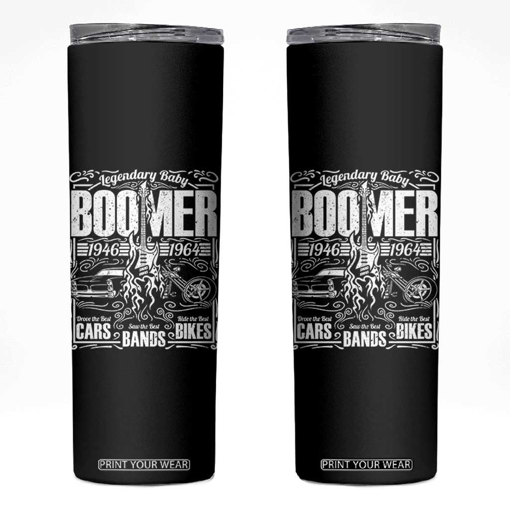Legendary Baby Boomer Generation 1946 to 1964 Skinny Tumbler Vintage Rocker Classic Cars And Bikes Graphic TS02 Black Print Your Wear