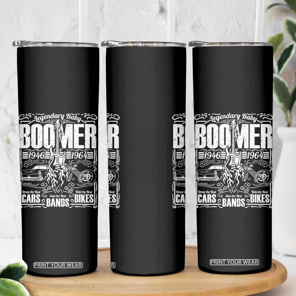 Legendary Baby Boomer Generation 1946 to 1964 Skinny Tumbler Vintage Rocker Classic Cars And Bikes Graphic