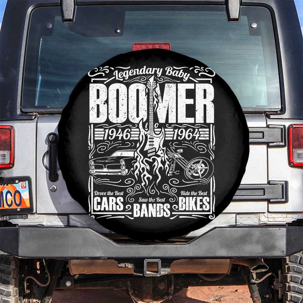 Legendary Baby Boomer Generation 1946 to 1964 Spare Tire Cover Vintage Rocker Classic Cars And Bikes Graphic TS02 No hole Black Print Your Wear