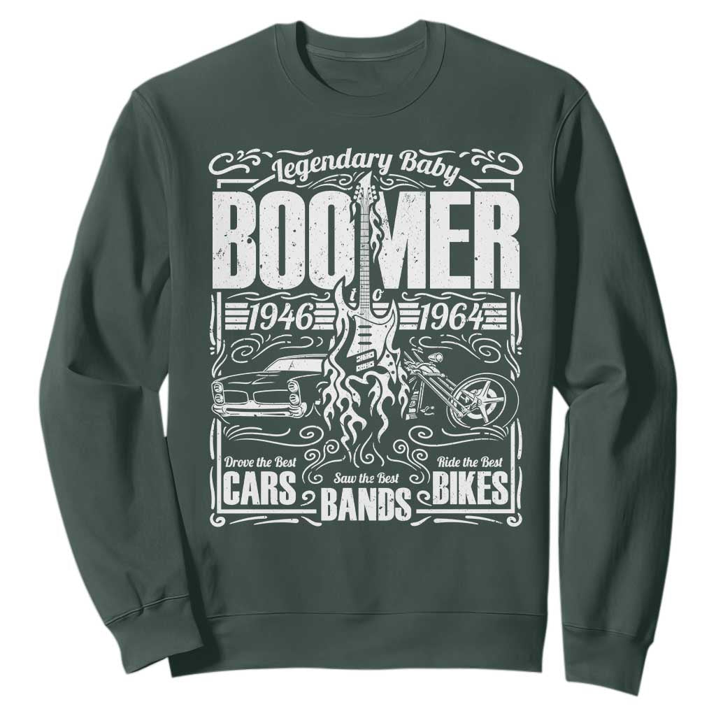 Legendary Baby Boomer Generation 1946 to 1964 Sweatshirt Vintage Rocker Classic Cars And Bikes Graphic