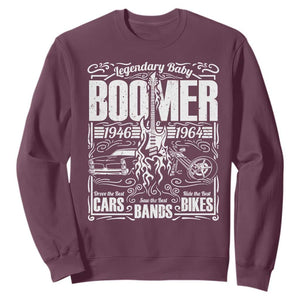 Legendary Baby Boomer Generation 1946 to 1964 Sweatshirt Vintage Rocker Classic Cars And Bikes Graphic