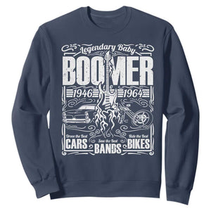Legendary Baby Boomer Generation 1946 to 1964 Sweatshirt Vintage Rocker Classic Cars And Bikes Graphic