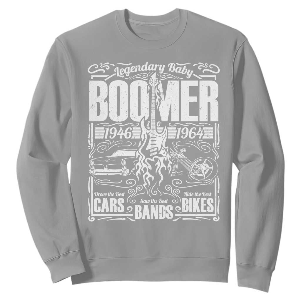 Legendary Baby Boomer Generation 1946 to 1964 Sweatshirt Vintage Rocker Classic Cars And Bikes Graphic
