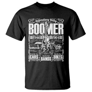 Legendary Baby Boomer Generation 1946 to 1964 T Shirt Vintage Rocker Classic Cars And Bikes Graphic