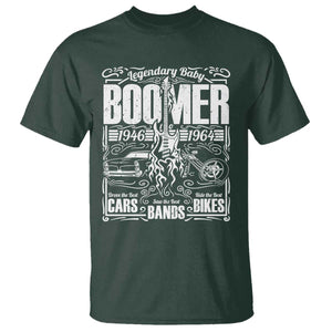 Legendary Baby Boomer Generation 1946 to 1964 T Shirt Vintage Rocker Classic Cars And Bikes Graphic