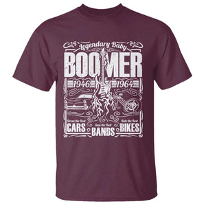 Legendary Baby Boomer Generation 1946 to 1964 T Shirt Vintage Rocker Classic Cars And Bikes Graphic