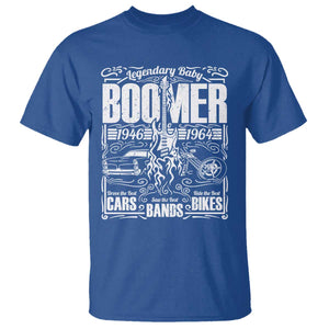 Legendary Baby Boomer Generation 1946 to 1964 T Shirt Vintage Rocker Classic Cars And Bikes Graphic