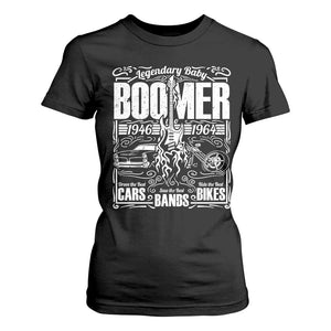 Legendary Baby Boomer Generation 1946 to 1964 T Shirt For Women Vintage Rocker Classic Cars And Bikes Graphic