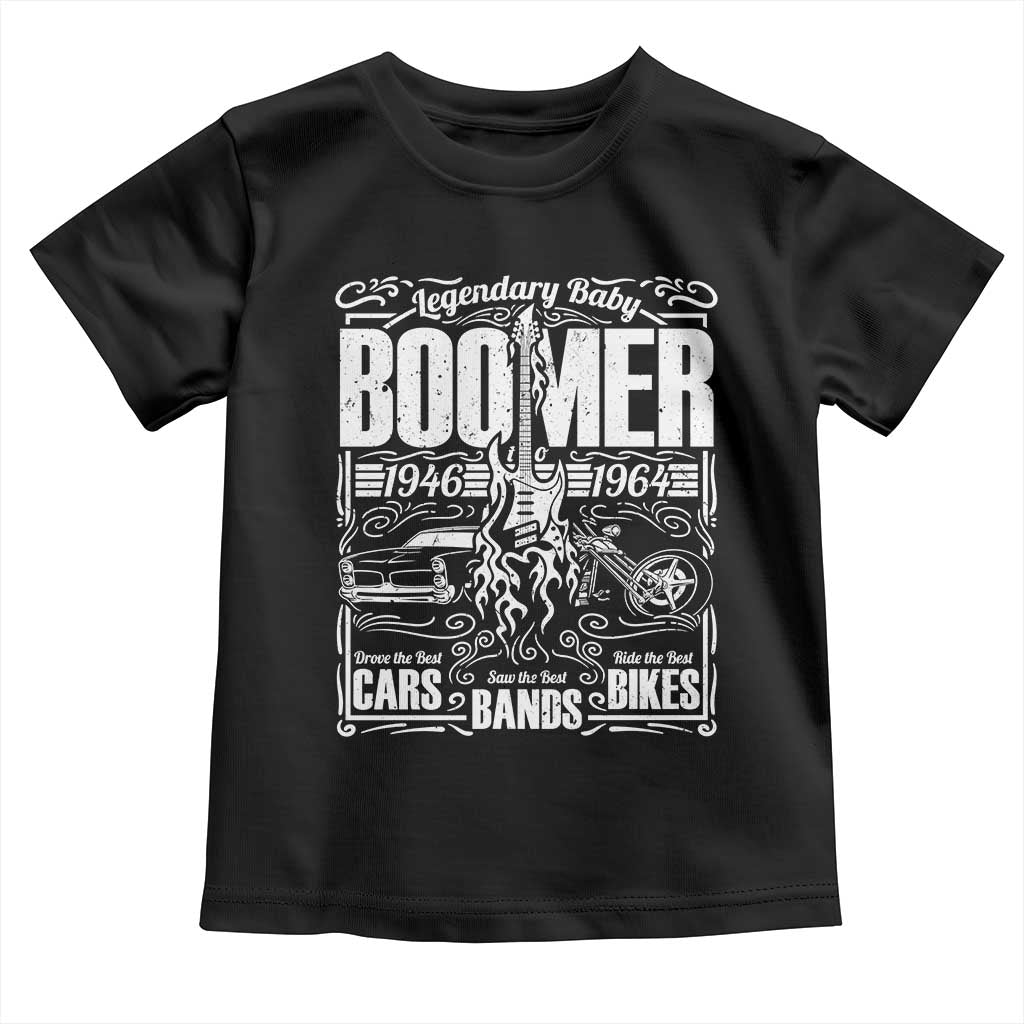 Legendary Baby Boomer Generation 1946 to 1964 Toddler T Shirt Vintage Rocker Classic Cars And Bikes Graphic TS02 Black Print Your Wear