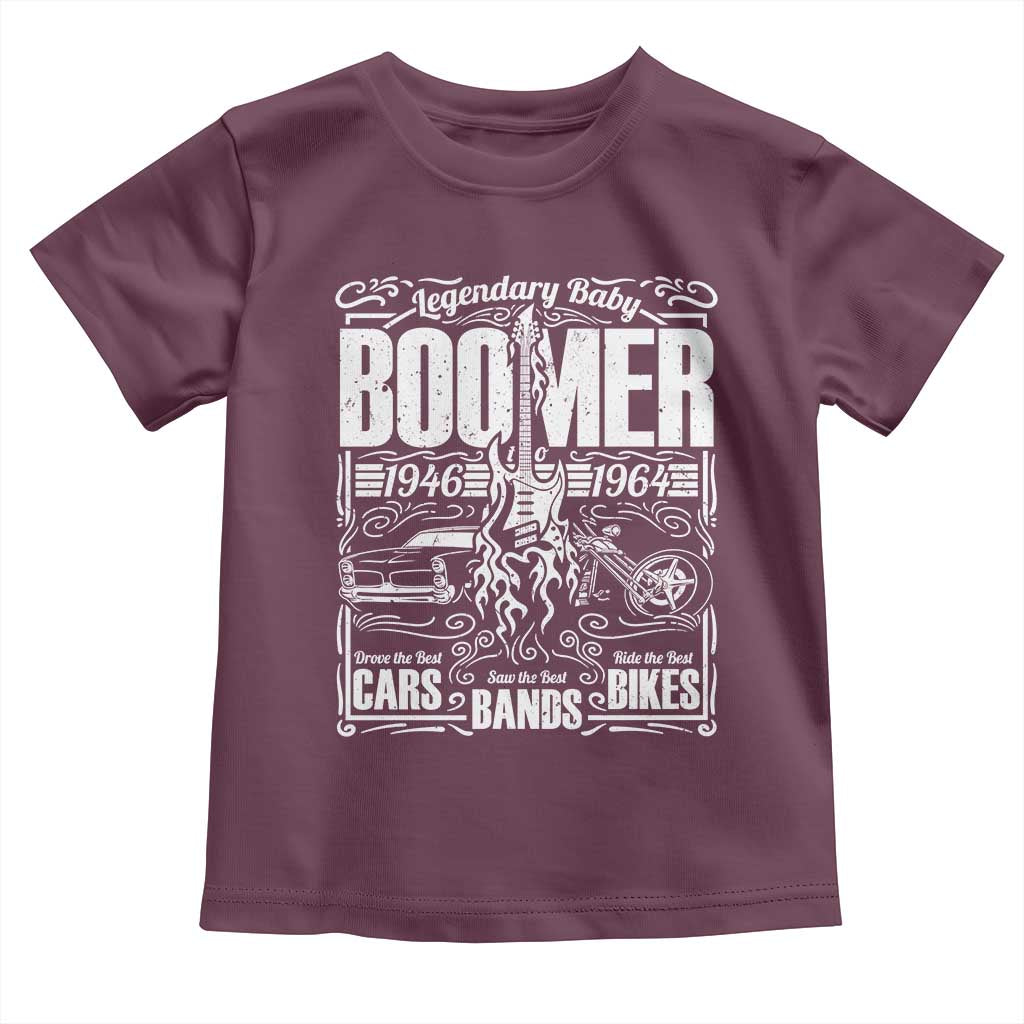 Legendary Baby Boomer Generation 1946 to 1964 Toddler T Shirt Vintage Rocker Classic Cars And Bikes Graphic
