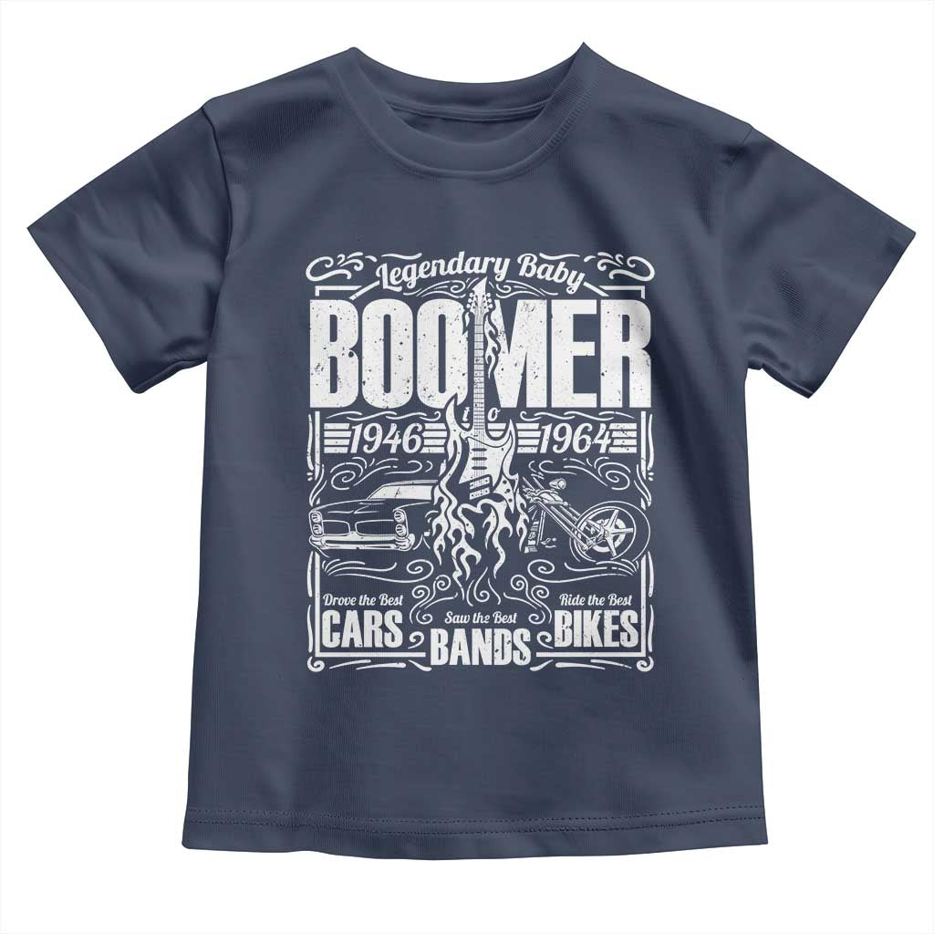 Legendary Baby Boomer Generation 1946 to 1964 Toddler T Shirt Vintage Rocker Classic Cars And Bikes Graphic