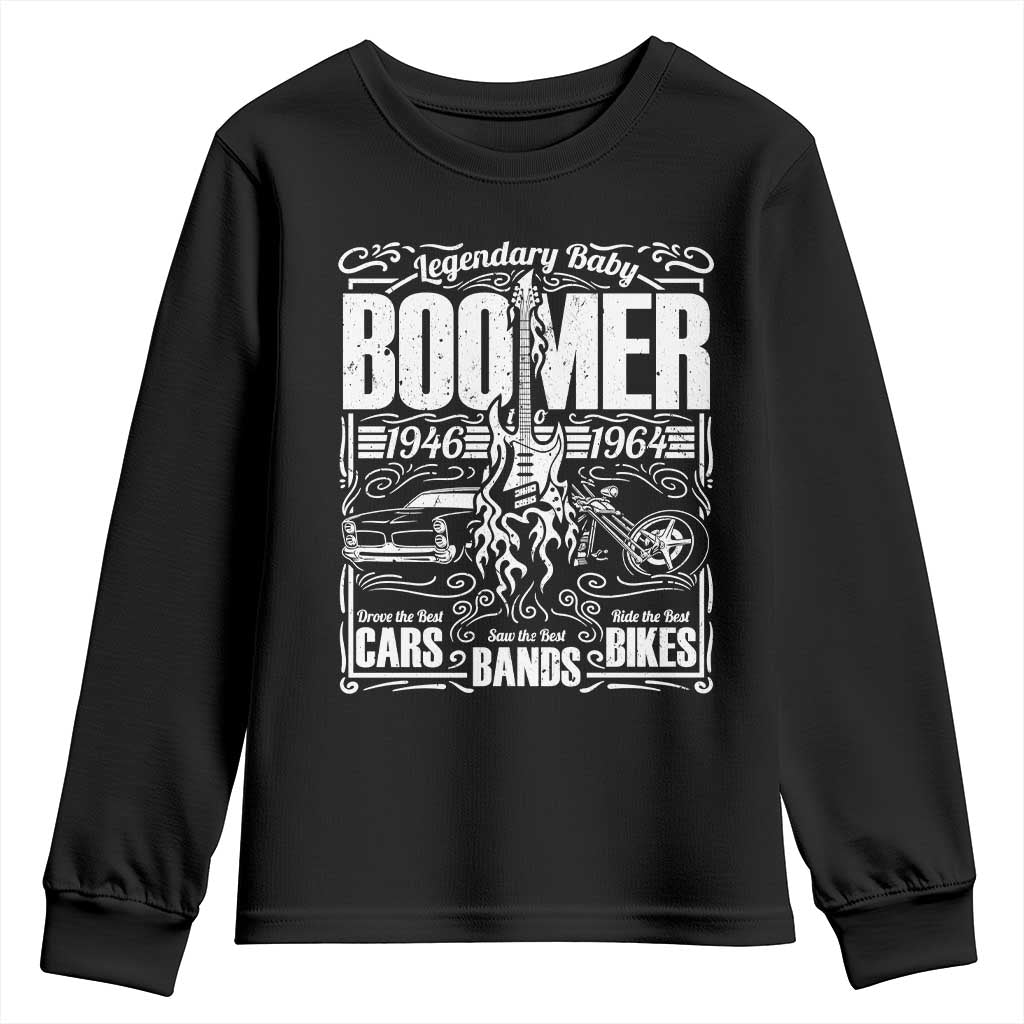 Legendary Baby Boomer Generation 1946 to 1964 Youth Sweatshirt Vintage Rocker Classic Cars And Bikes Graphic TS02 Black Print Your Wear