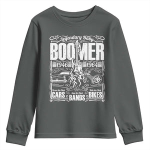 Legendary Baby Boomer Generation 1946 to 1964 Youth Sweatshirt Vintage Rocker Classic Cars And Bikes Graphic