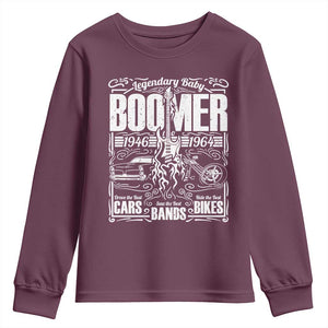 Legendary Baby Boomer Generation 1946 to 1964 Youth Sweatshirt Vintage Rocker Classic Cars And Bikes Graphic