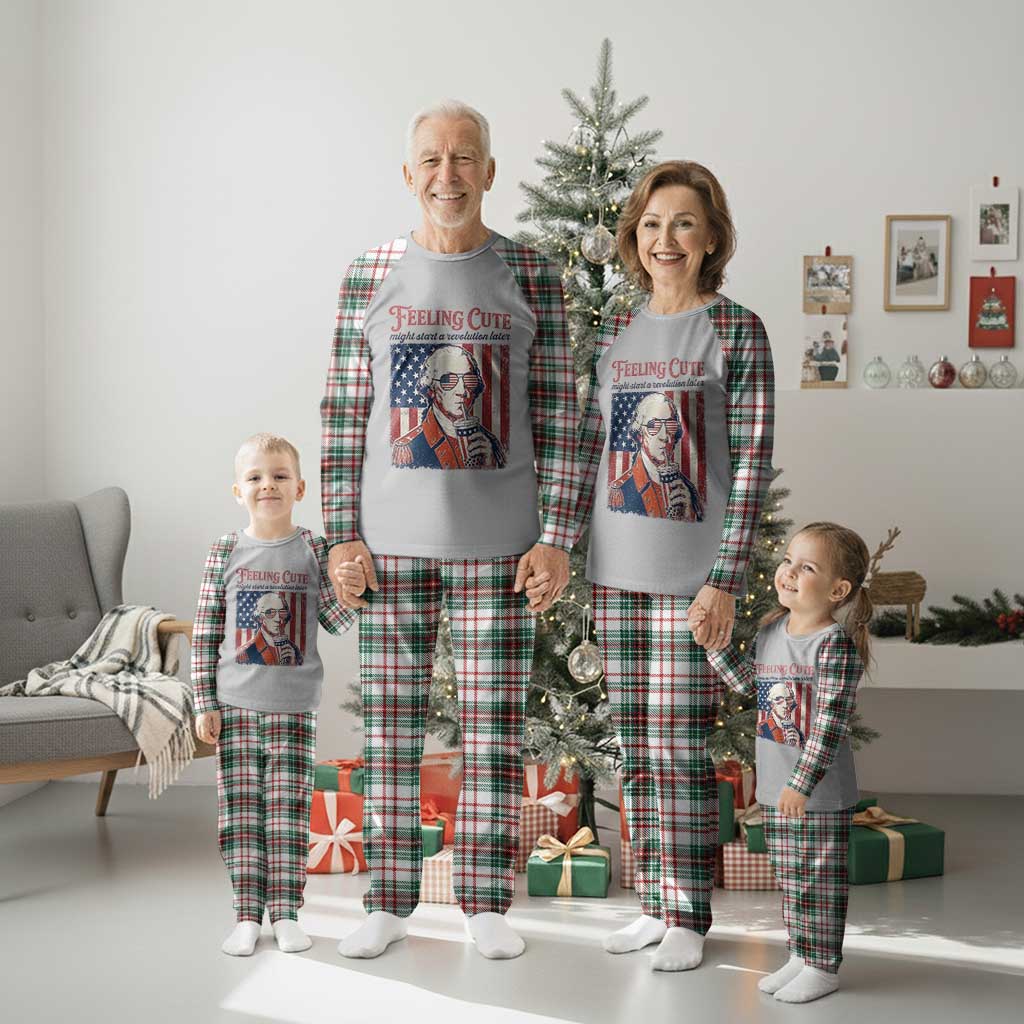 Funny George Washington Revolutionary Patriotic Plaid Pajama Set Feeling Cute Might Start A Revolution Later TS02 Christmas Plaid Print Your Wear